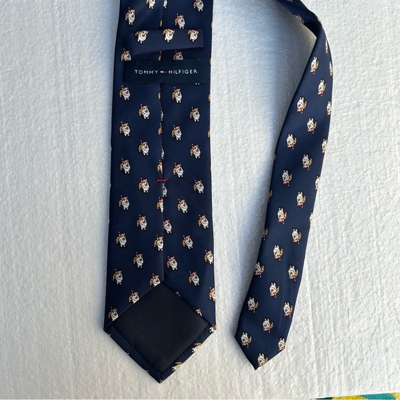 Tommy Hilfiger Neck Tie Dog Print Blue Novelty Puppy Design - Picture 5 of 12